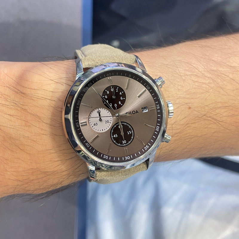 CILOA-Men Chronograph Watch Da - đánh giá và giá Suede Strap Watch