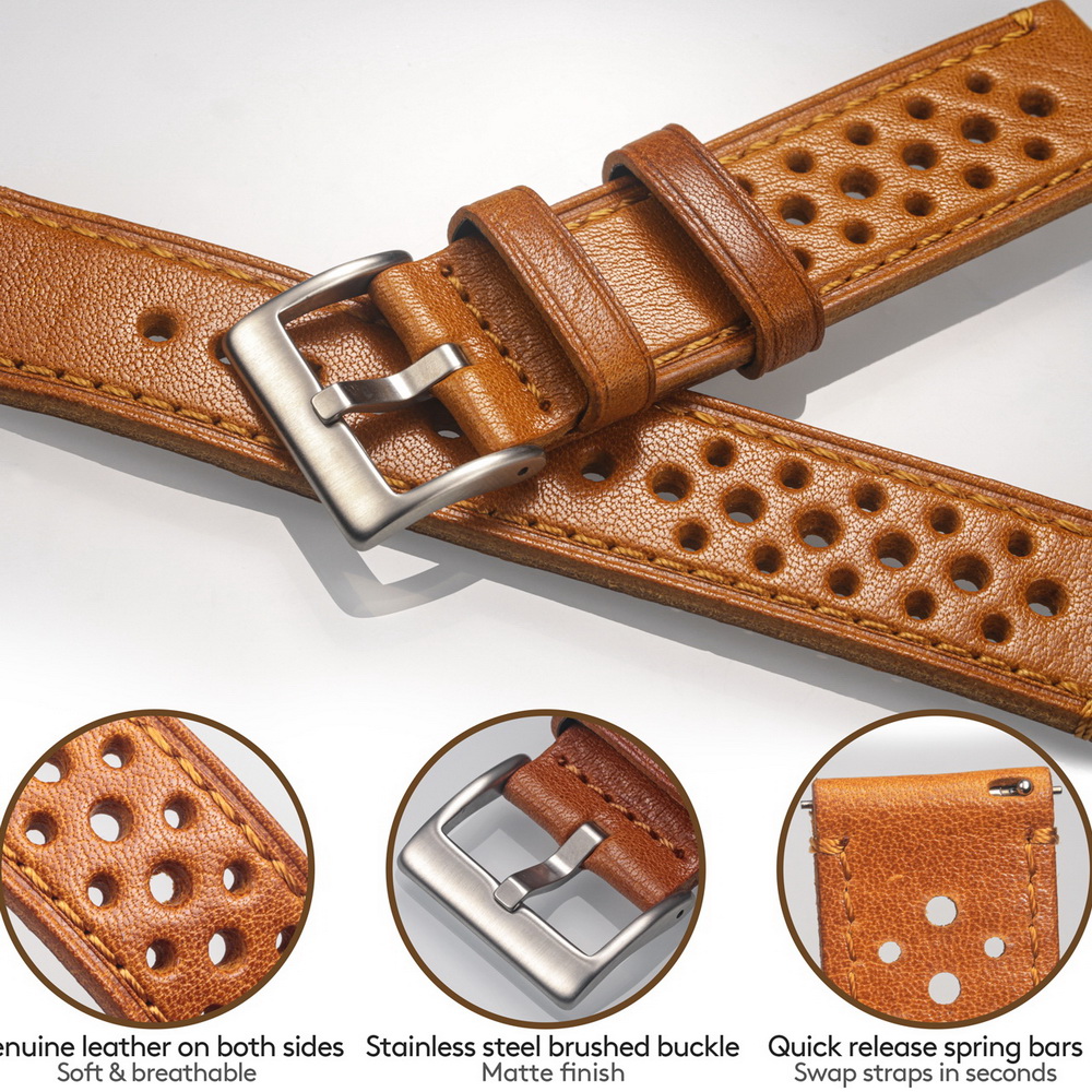 Dây đồng hồ da bò Hemsut, thiế - đánh giá và giá Suede Strap Watch
