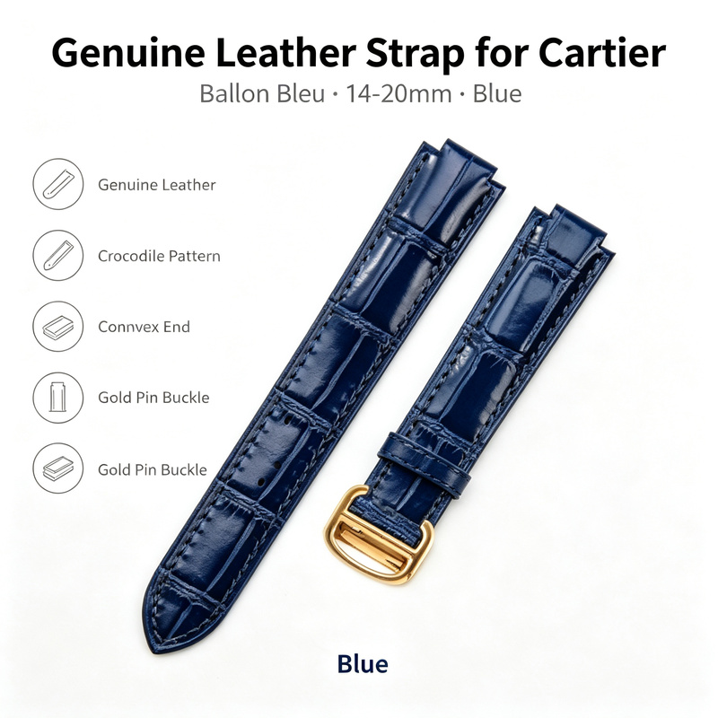 Dây đeo đồng hồ da thật 14-20m - đánh giá và giá Cartier Watch Ballon Bleu